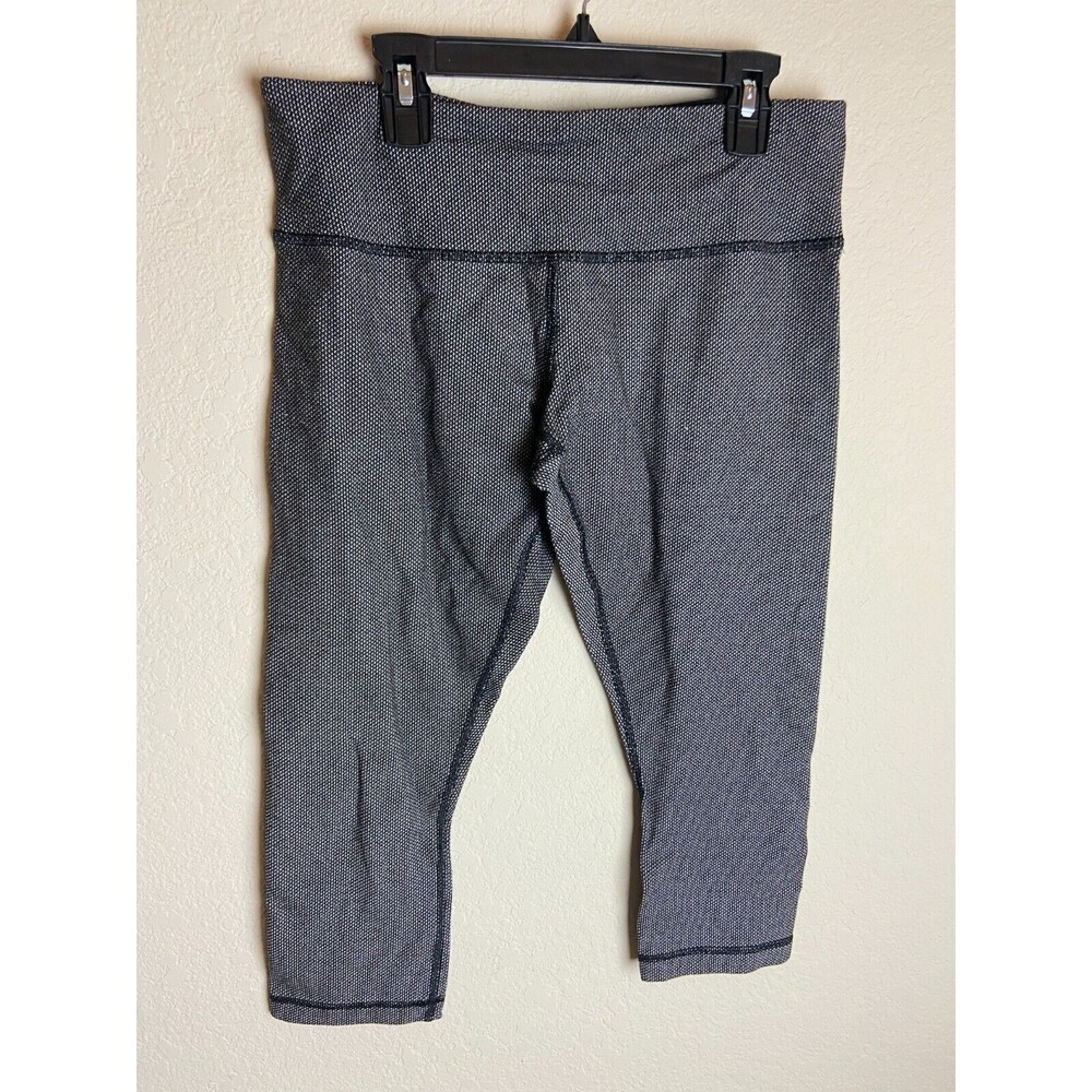 Lululemon Athletica Wunder Under Womens Crop Leggings Black White Size 8 Pull On